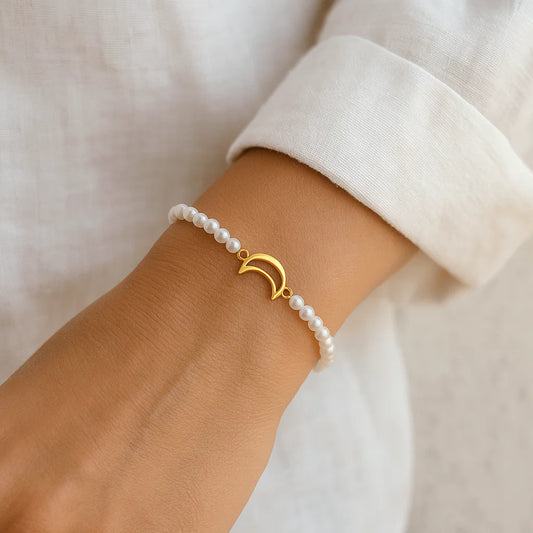 Bracelet Pierre de Lune avec charm Lune