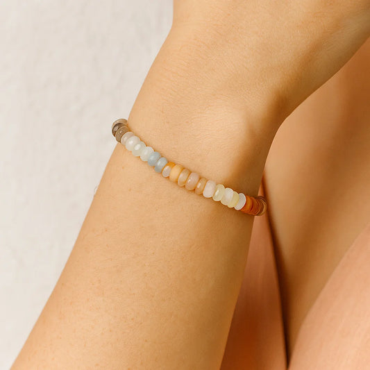 Bracelet Pierre de Lune multicolore à facettes