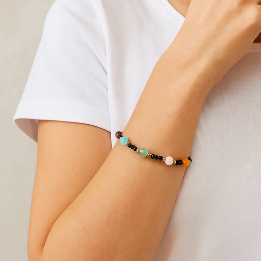 Bracelet pierre de lave avec 7 pierres - 4 mm