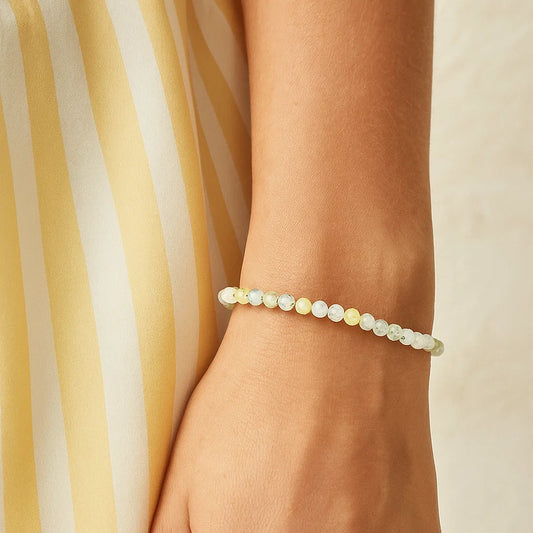 Bracelet de préhnite a facettes - 4 mm