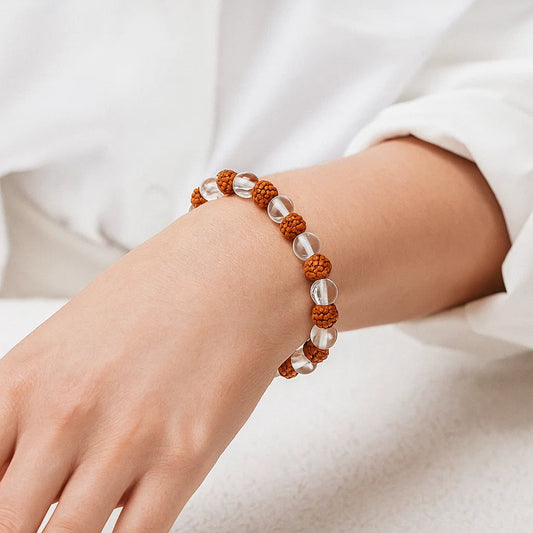 Bracelet Rudraksha - Cristal de roche