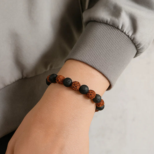 Bracelet Rudraksha - Pierre de lave