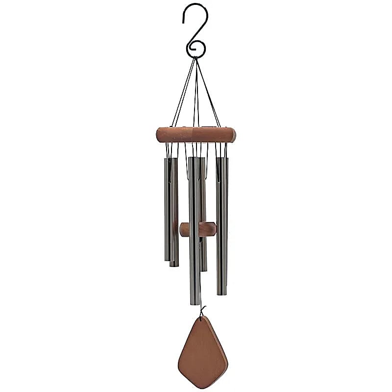 Carillon à vent en aluminium et bois avec 6 tubes – décoration zen de 50 cm pour intérieur ou jardin