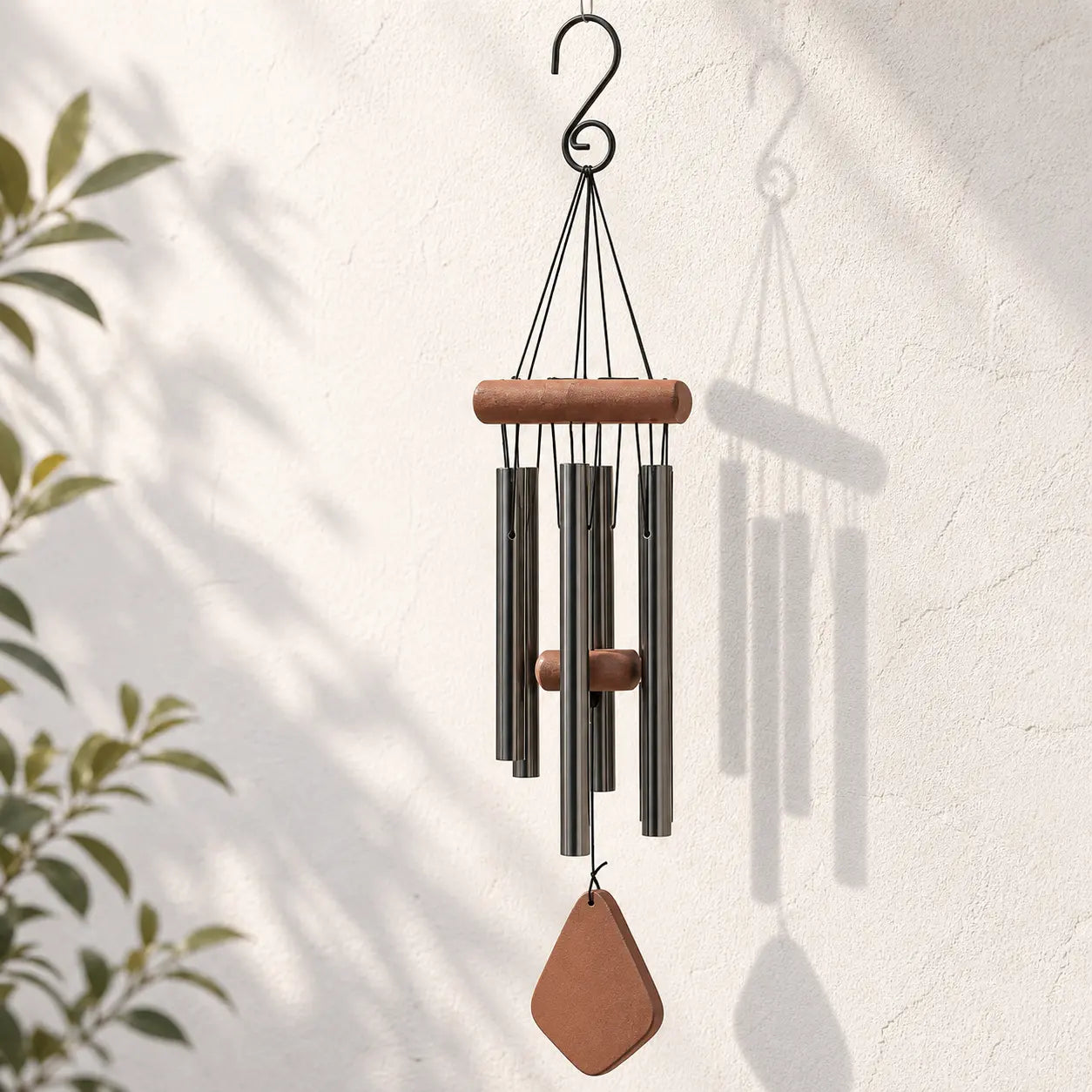 Carillon à vent 6 tubes alu et bois - 50 cm