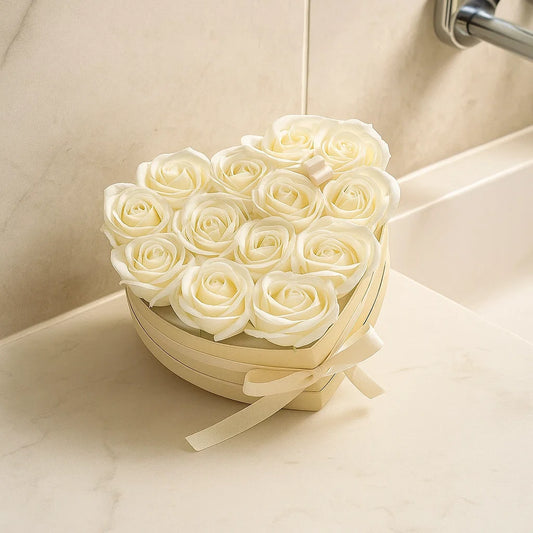 Coffret Rond de Fleurs de Savon - Roses crèmes