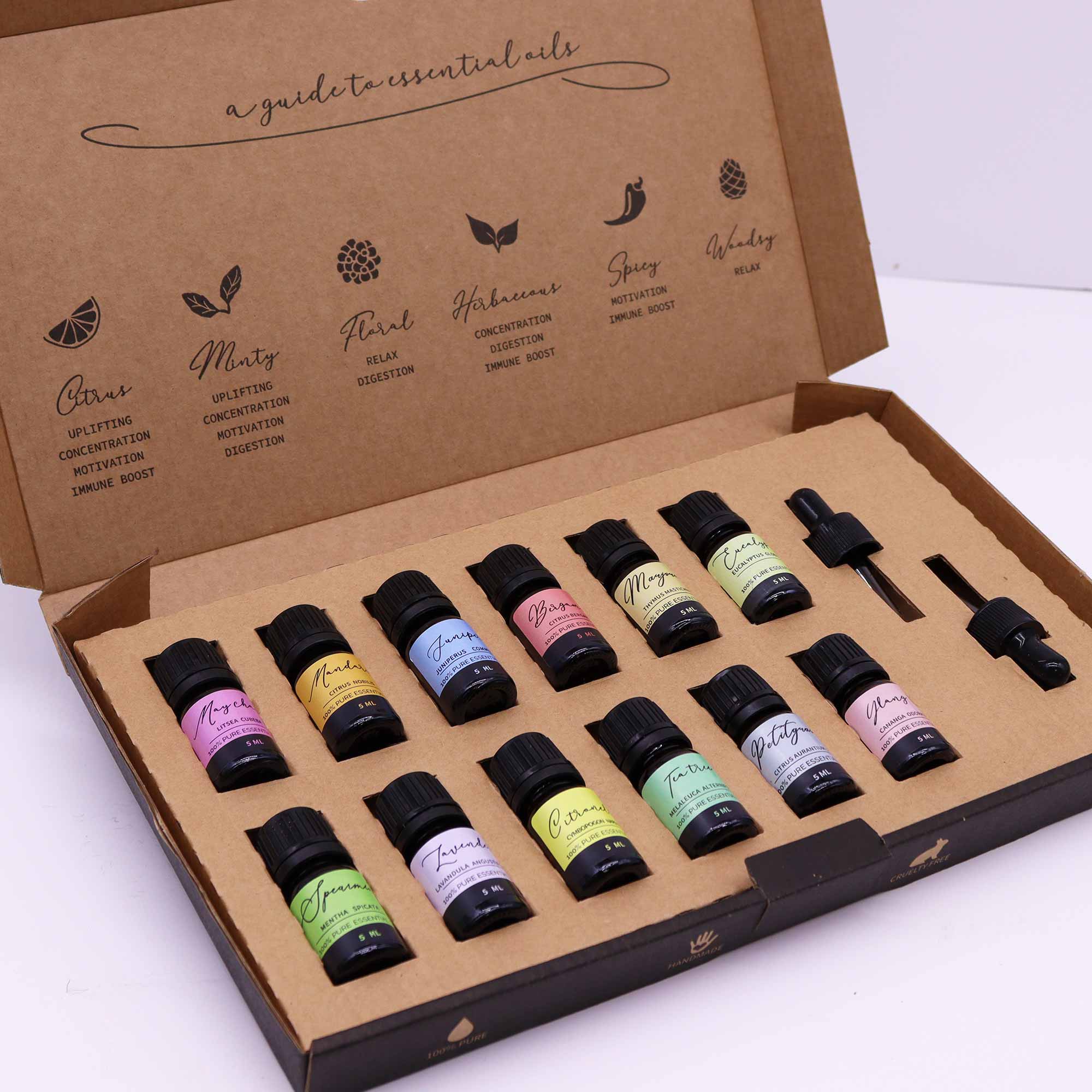 Coffret bien-être Printemps contenant 12 huiles essentielles florales