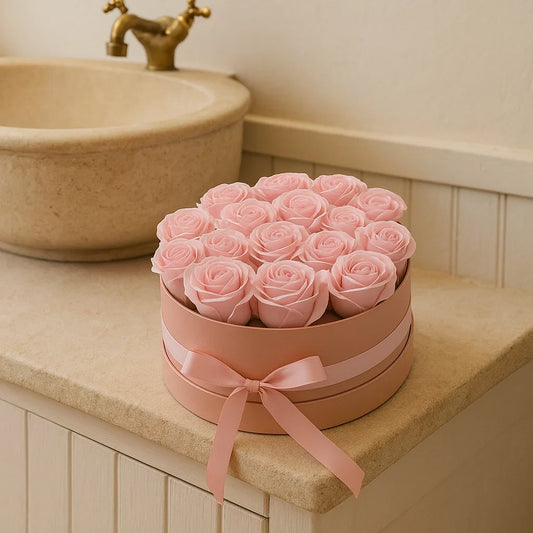 Coffret Rond de Fleurs de Savon - Roses roses