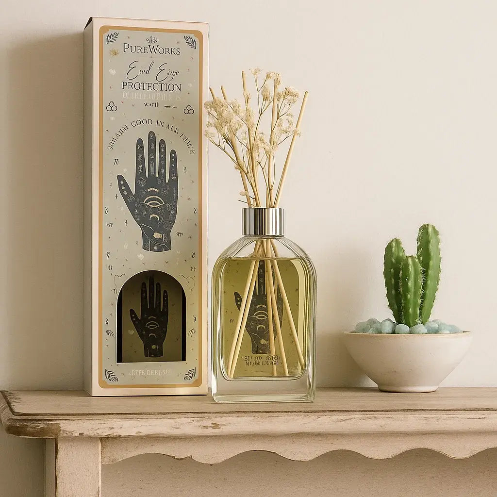 Diffuseur de parfum Protection du Mauvais Œil en situation dans un intérieur zen