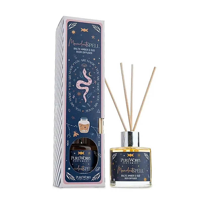 Diffuseur de parfum Poussières de Lune petit format avec packaging – Ambre Baltique & Oudh