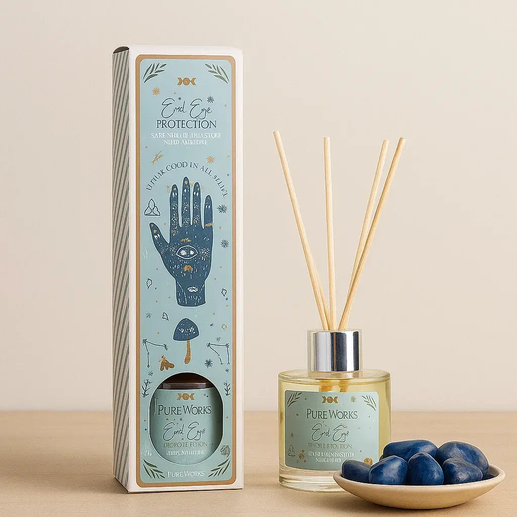 Diffuseur de parfum Protection du Mauvais Œil petit format en situation dans une décoration spirituelle