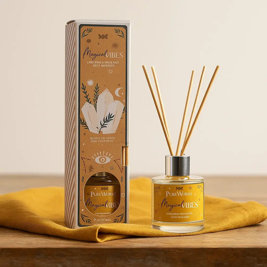 Diffuseur de parfum Vibrations Magiques petit format en situation dans une décoration zen