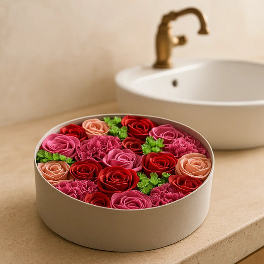 Fleurs de savon - boîte ronde