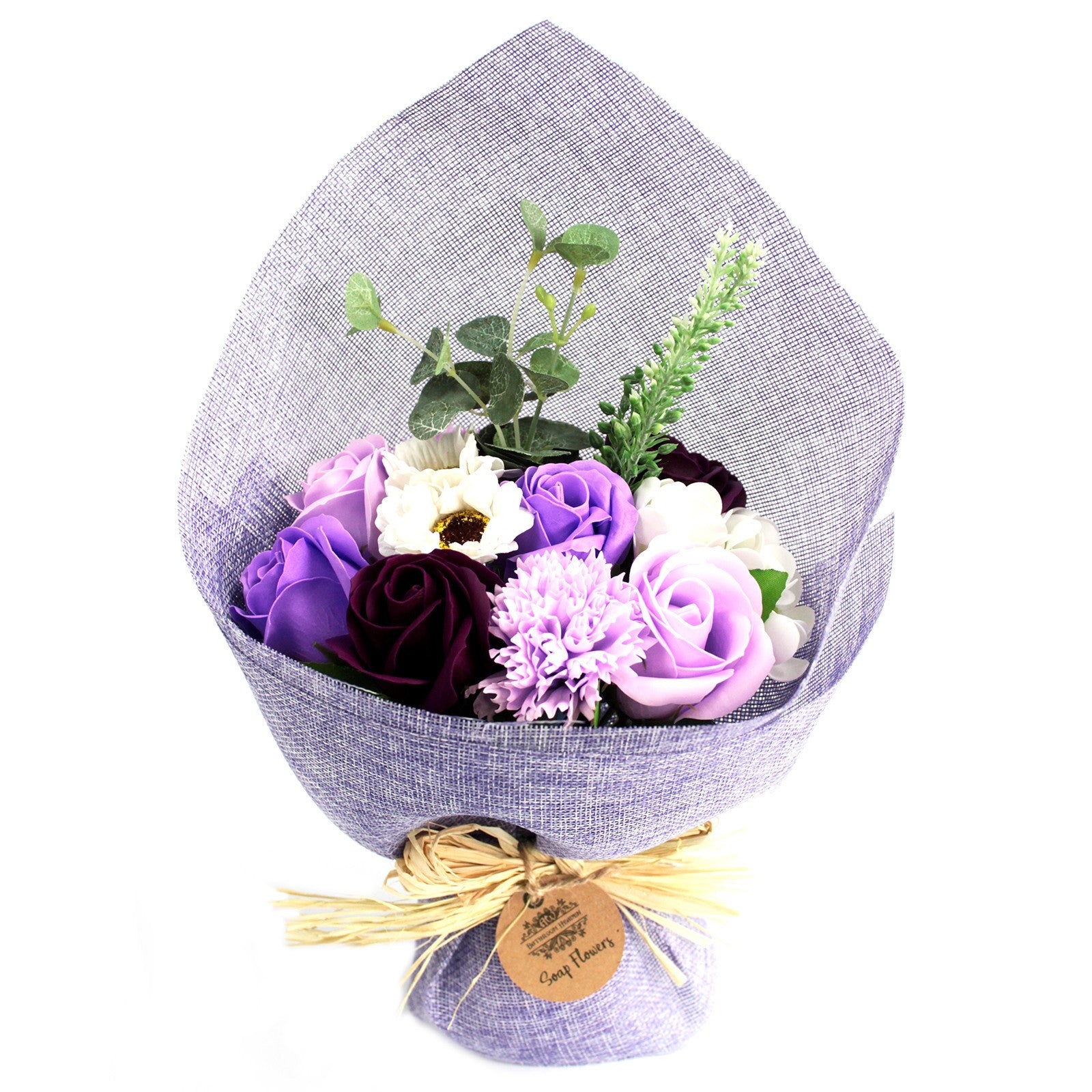 Zoom sur le bouquet de Fleurs de savon violet grand format
