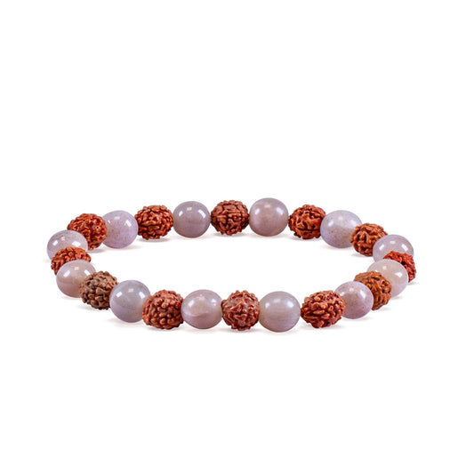 Bracelet Rudraksha - Pierre de lune pêche