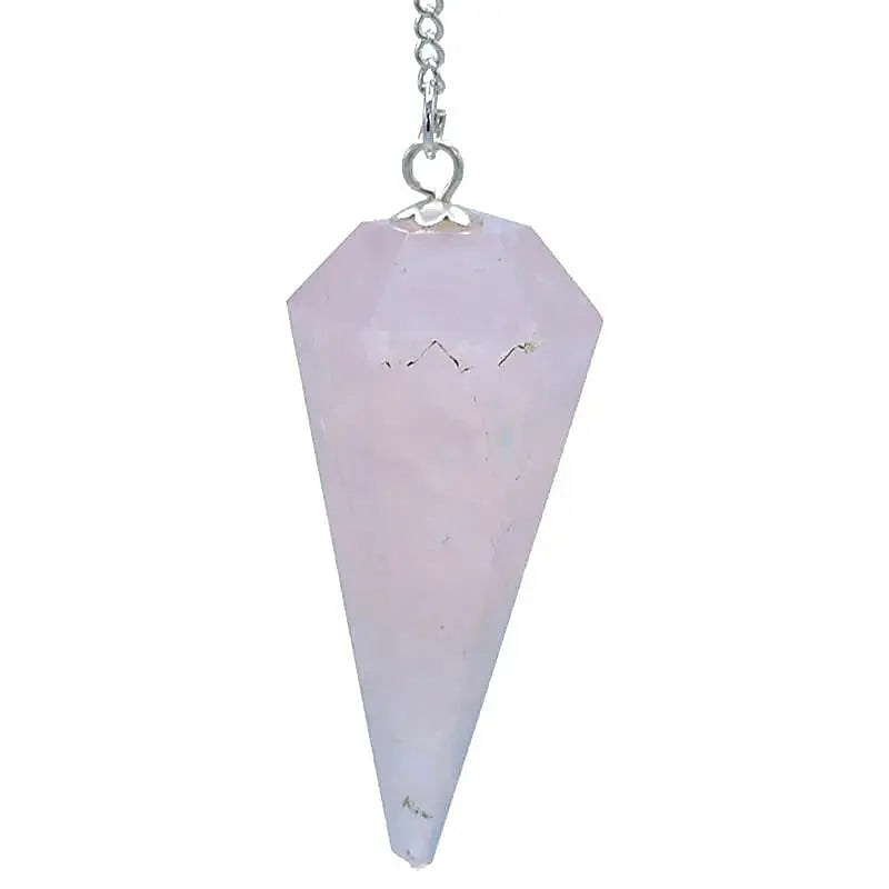 Pendule Quartz rose facetté en pointe