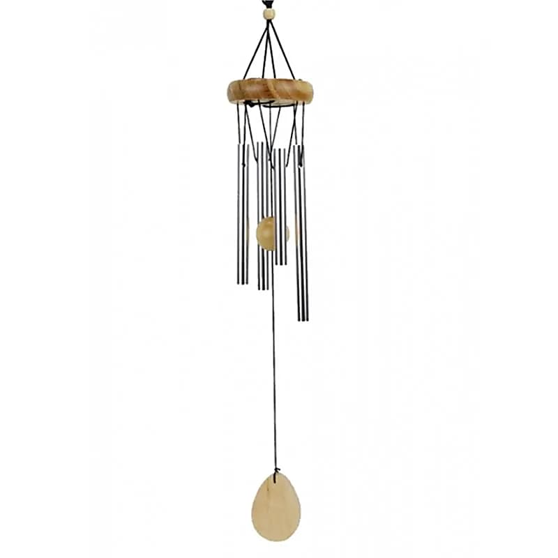 Petit carillon décoratif en bois et aluminium à 4 tubes, 14 cm