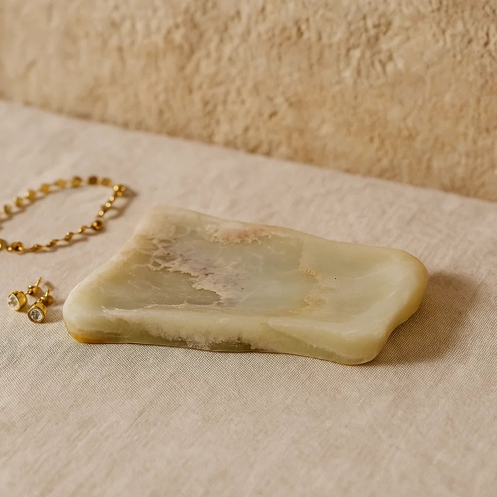 Porte savon natruel en Onyx miel