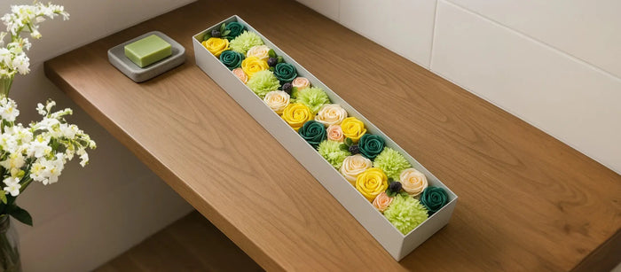 Un coffret de lFleurs de savons durables