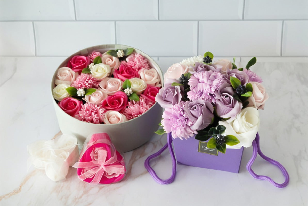 Boite de fleurs en savon écologiques et durables