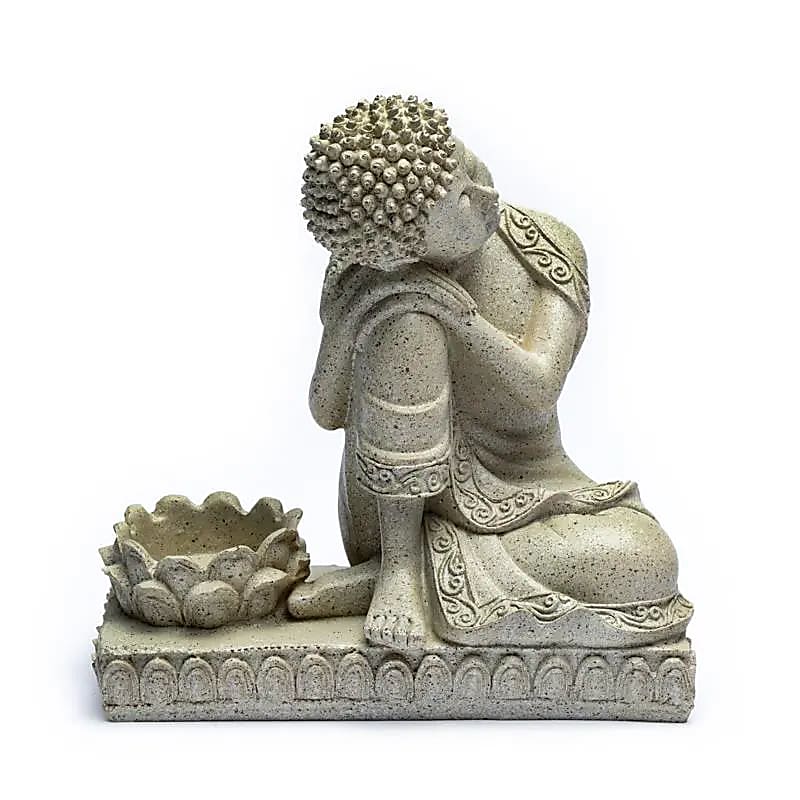 Bouddha gris avec bougeoir – vue 2