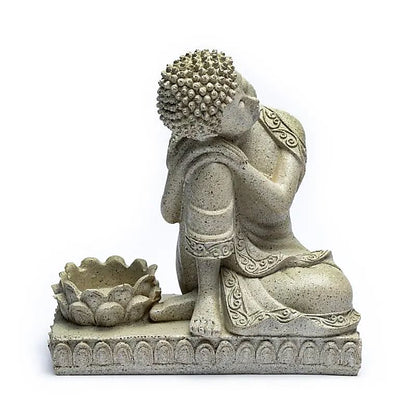 Bouddha gris avec bougeoir