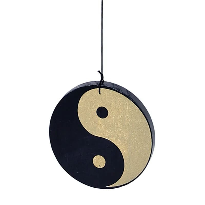 Finesse du motif du Carillon à vent 5 tubes alu Ying-Yang - 35 cm