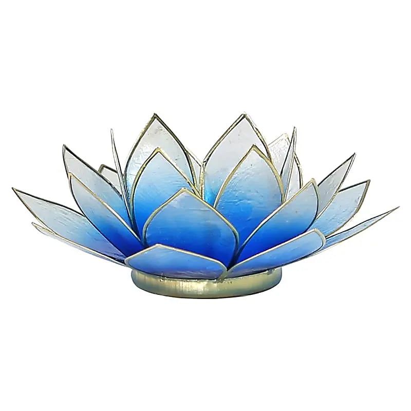 Bougeoirs Lotus - Bords Dorés 13.5 cm -dégradés de bleu