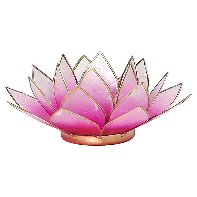 Bougeoirs Lotus - Bords Dorés 13.5 cm - rose