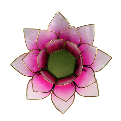 Bougeoirs Lotus - Bords Dorés 13.5 cm -rose - vue de dessus