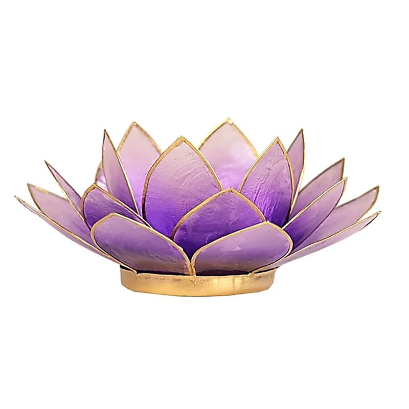 Bougeoirs Lotus - Bords Dorés 13.5 cm - dégradés de violet