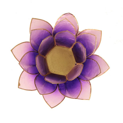 Bougeoirs Lotus - Bords Dorés 13.5 cm - dégradés de violet - vue de dessus