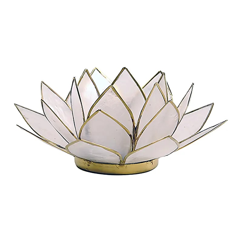 Bougeoirs Lotus - Bords Dorés 13.5 cm -blanc