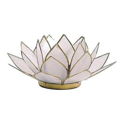 Bougeoirs Lotus - Bords Dorés 13.5 cm -blanc