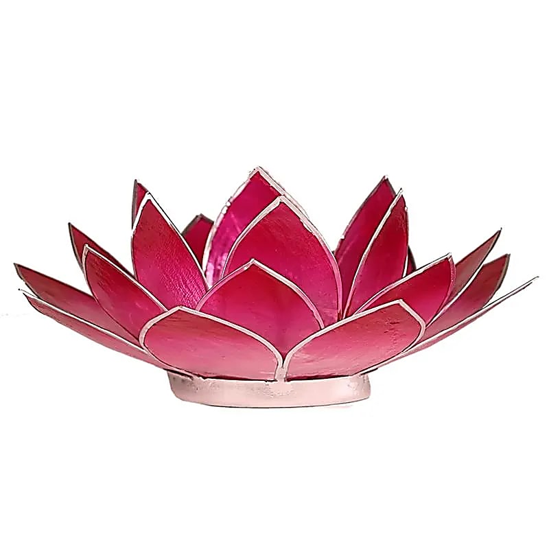 Bougeoirs Lotus bords argentés – 13,5 cm | Rose