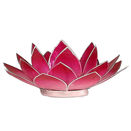 Bougeoirs Lotus bords argentés – 13,5 cm | Rose