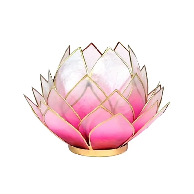 Bougeoirs Lotus - Bords dorés - Grand Format - Rose 
