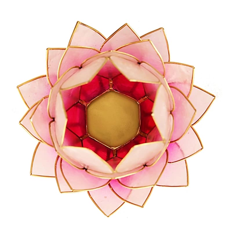 Bougeoirs Lotus - Bords dorés - Grand Format - Rose - vue de dessus