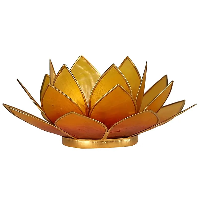 Bougeoirs Lotus - Bords Dorés 13.5 cm - jaune et orange