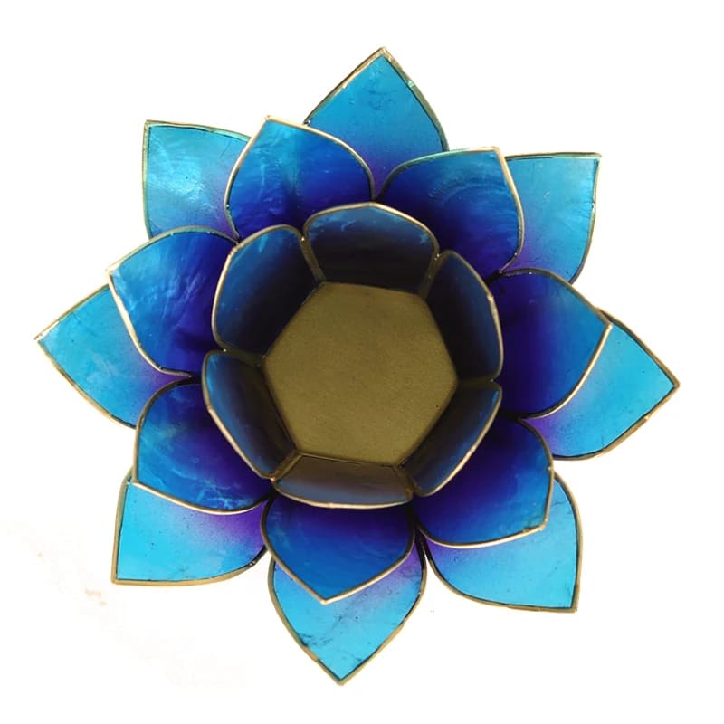 Bougeoirs Lotus - Bords Dorés 13.5 cm - leu violet vue de dessus