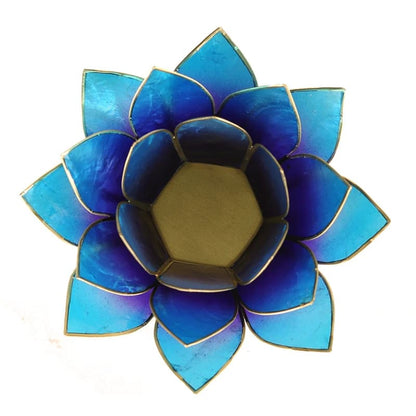 Bougeoirs Lotus - Bords Dorés 13.5 cm - leu violet vue de dessus