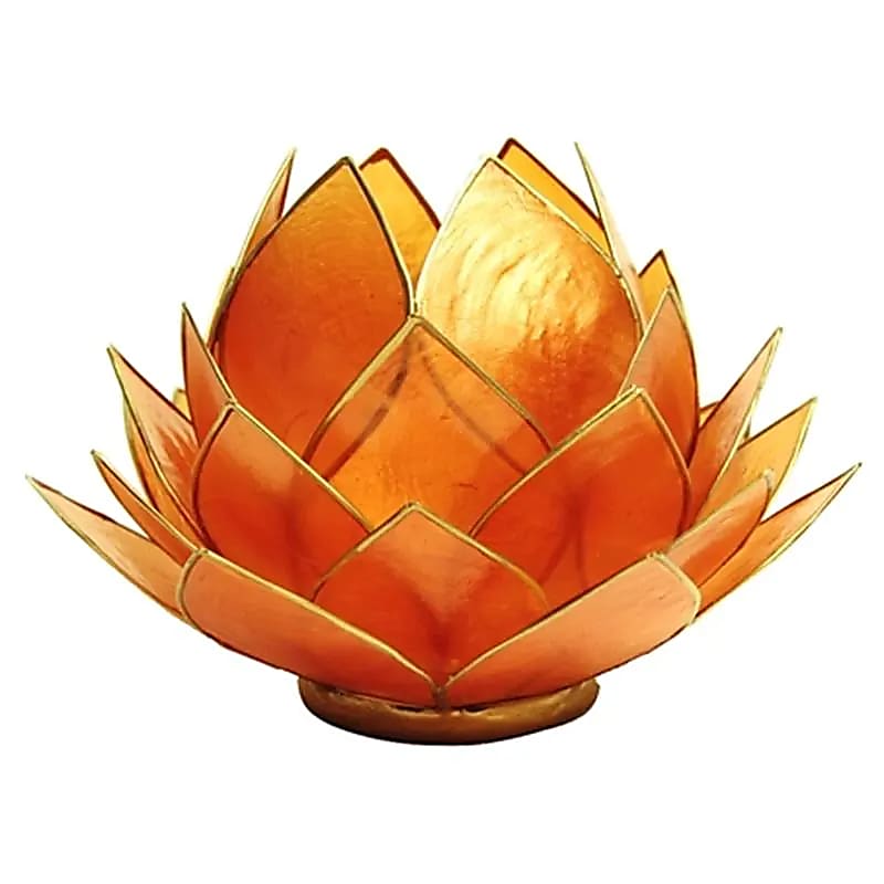 Bougeoirs Lotus - Bords dorés - Grand Format -Orange 