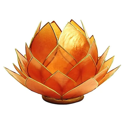 Bougeoirs Lotus - Bords dorés - Grand Format -Orange 