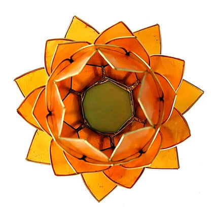 Bougeoirs Lotus - Bords dorés - Grand Format -Orange - vue de dessus