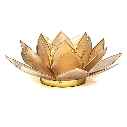 Bougeoirs Lotus - Bords Dorés 13.5 cm - beige