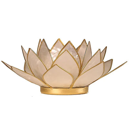 Bougeoirs Lotus - Bords Dorés 13.5 cm - Perle
