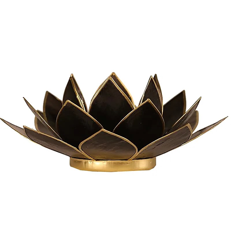 Bougeoirs Lotus - Bords Dorés 13.5 cm - noir