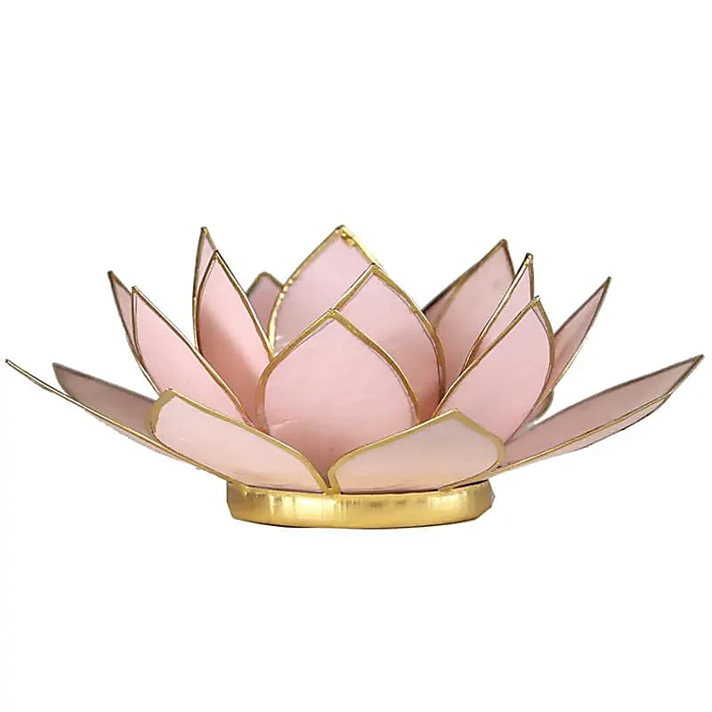 Bougeoirs Lotus - Bords Dorés 13.5 cm - rose pastel
