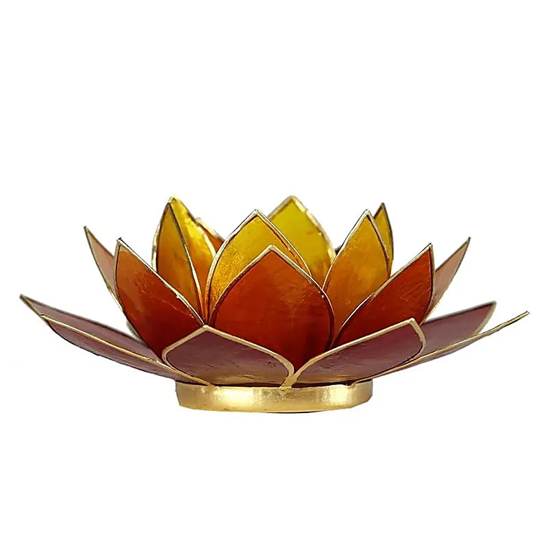 Bougeoirs Lotus - Bords Dorés 13.5 cm -Jaune, orange et rouge