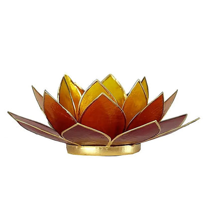 Bougeoirs Lotus - Bords Dorés 13.5 cm -Jaune, orange et rouge