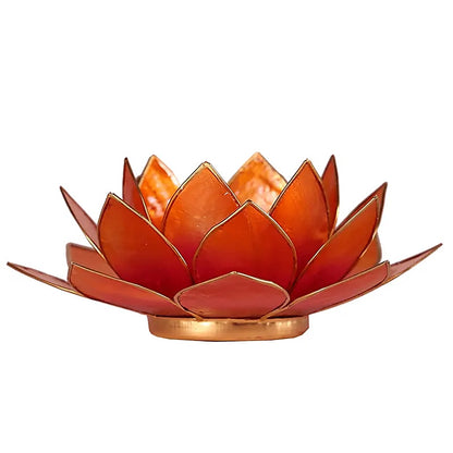 Bougeoirs Lotus - Bords Dorés 13.5 cm - orange